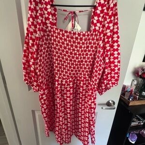 Ava & Viv Red and White Textured Dress